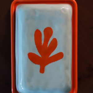 Duro Ceramics Botervloot oranje/ lichtblauw